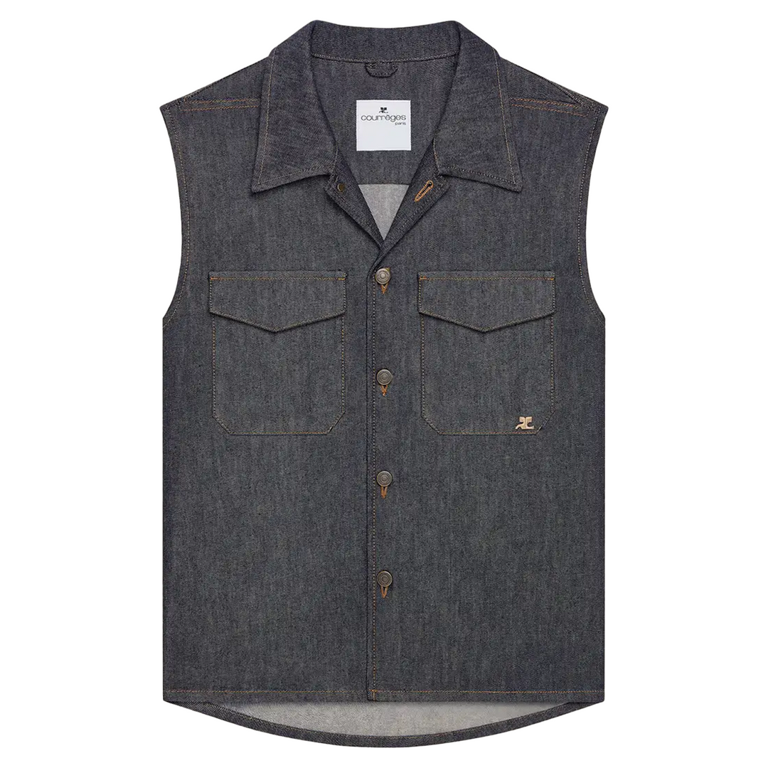 Utility Denim Sleeveless Shirt