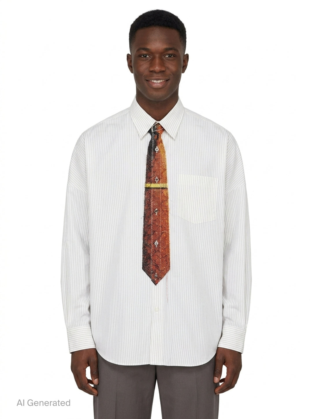 Trompe L'Oeil Tie Embroidery Long Sleeve Shirt | doublet | Club21 - front