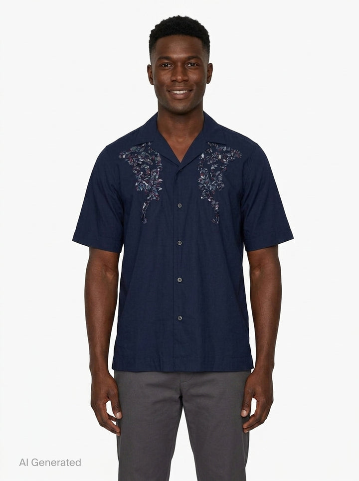 Boxy Short Sleeve Embroidered Shirt | Dries Van Noten | Club21 - front
