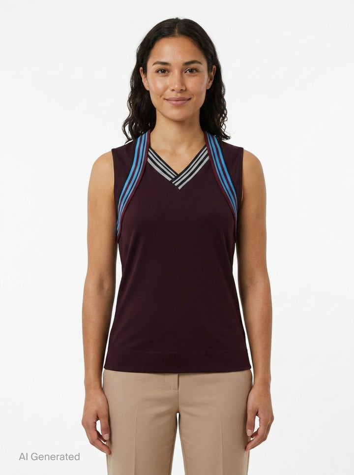 Contrast Stripe Heart Neck Tank | Dries Van Noten | Club21 - front
