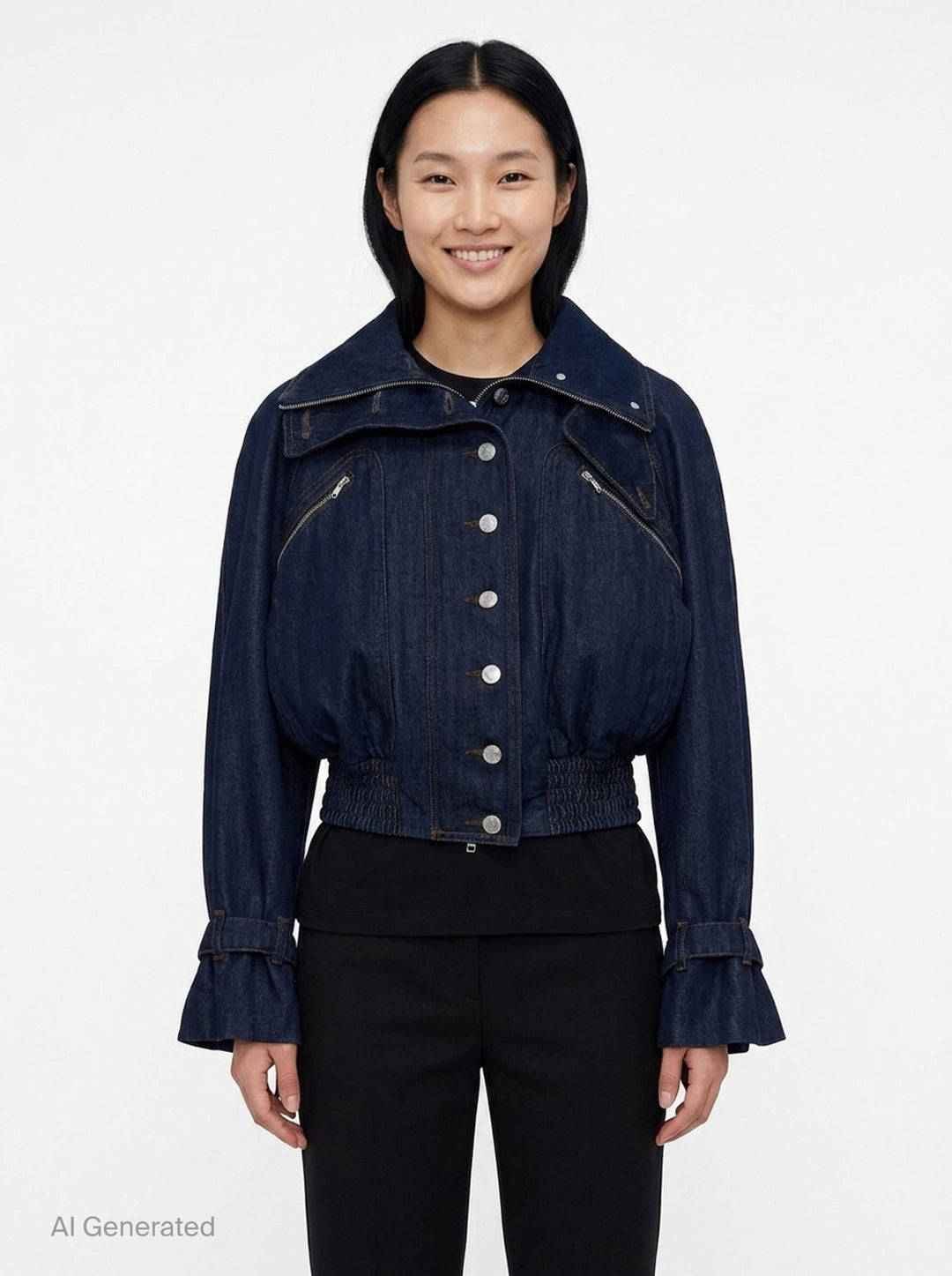 Cropped Denim Bomber Jacket | Dries Van Noten | Club21 - front