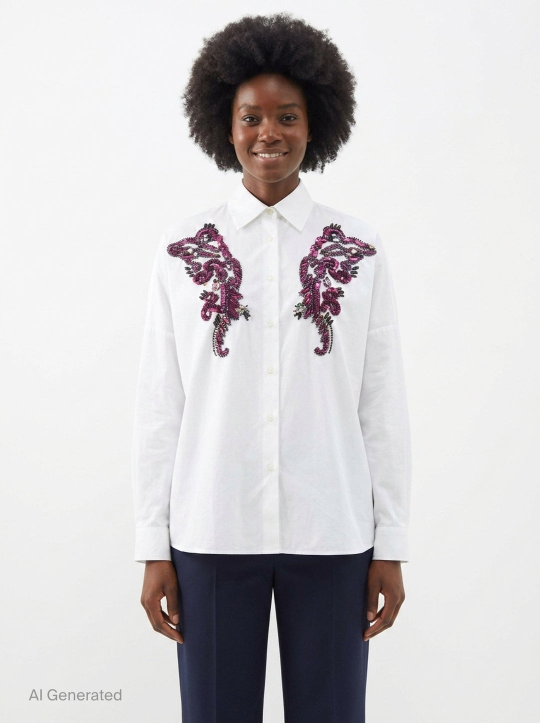 Embellished Oversized Cocoon Shirt | Dries Van Noten | Club21 - front