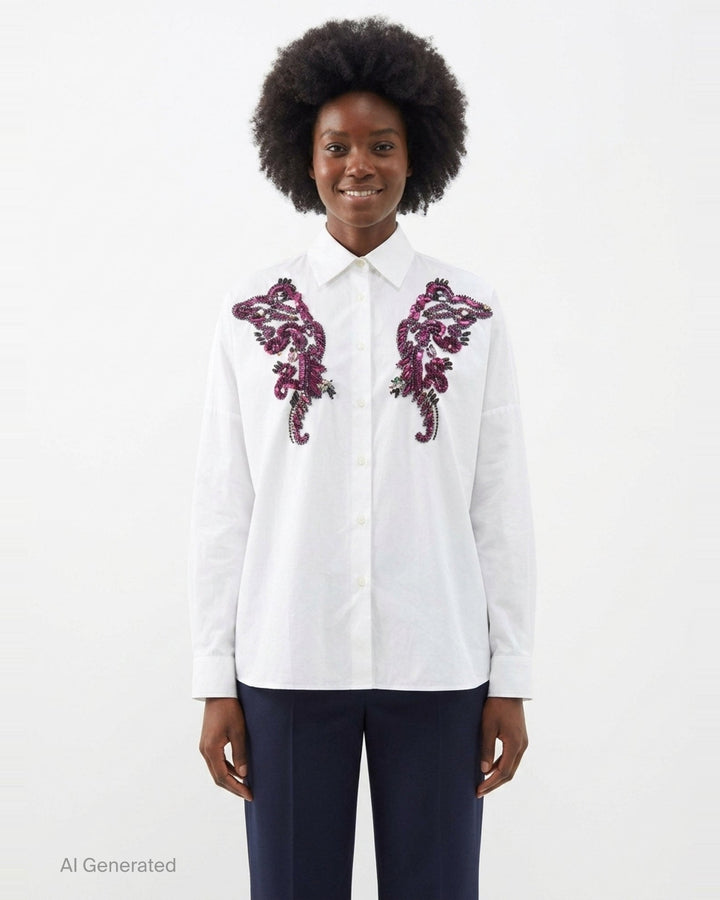 Embellished Oversized Cocoon Shirt | Dries Van Noten | Club21 - front