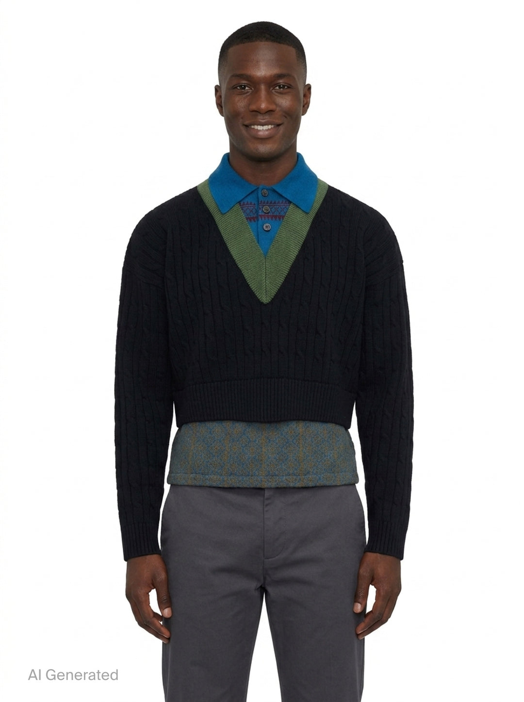 Layered V-Neck Cable Sweater | Dries Van Noten | Club21 - front