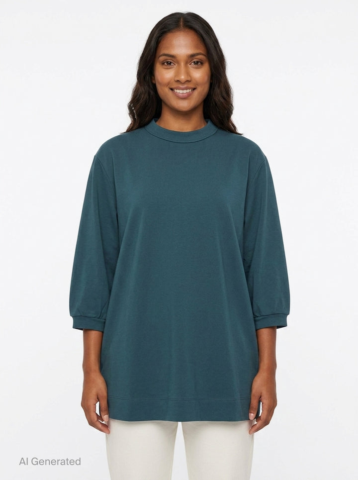 Loose Fit Cropped Sleeve Top | Dries Van Noten | Club21 - front