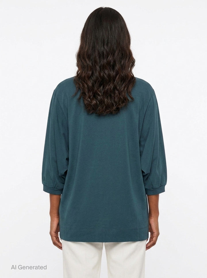 Loose Fit Cropped Sleeve Top | Dries Van Noten | Club21 - back