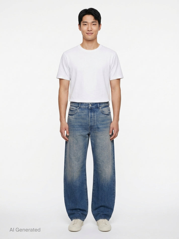 Loose Fit Mid Rise Straight Jeans | Dries Van Noten | Club21 - front