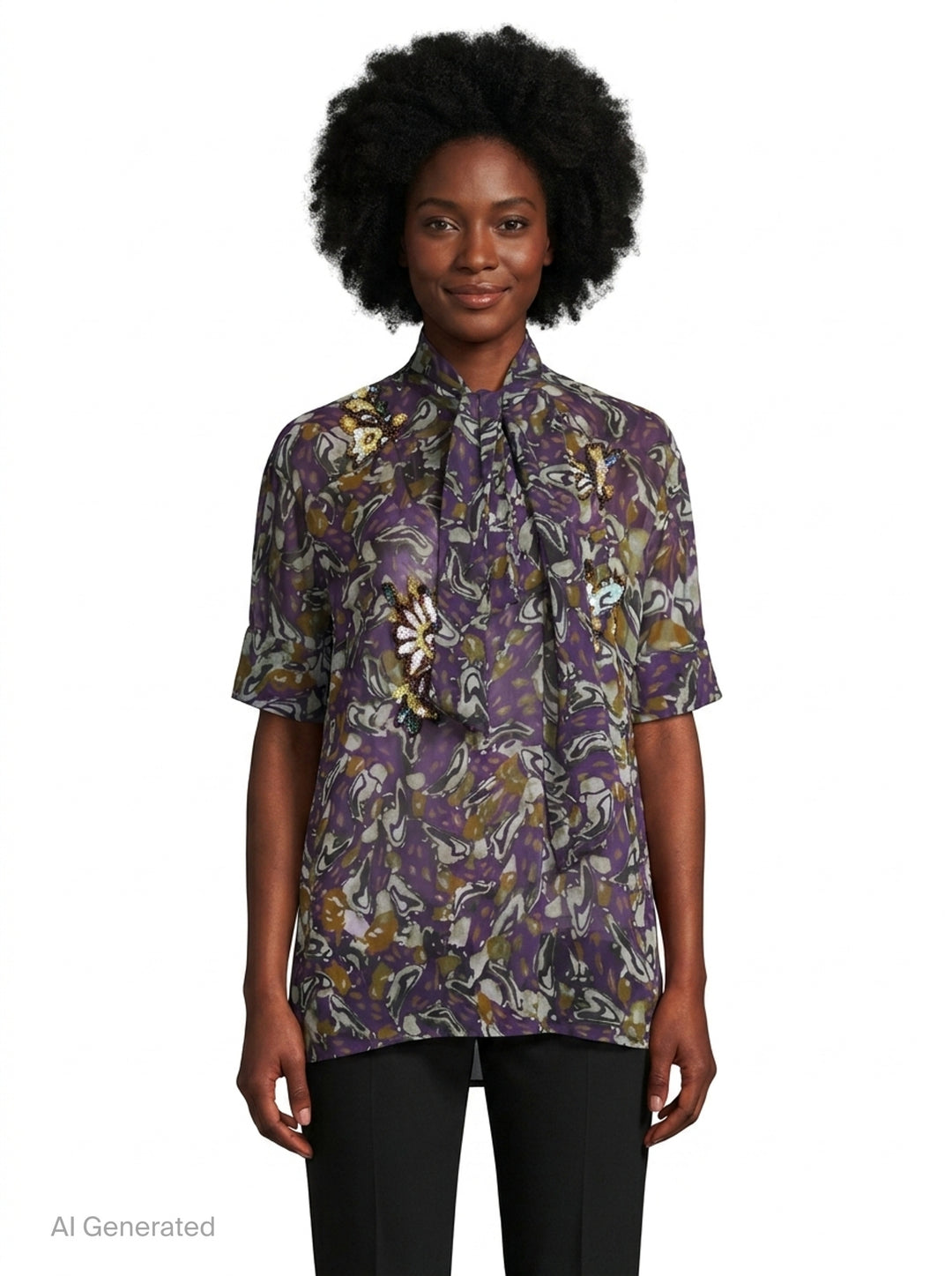 Loose Fit Short Sleeve Blouse | Dries Van Noten | Club21 - front