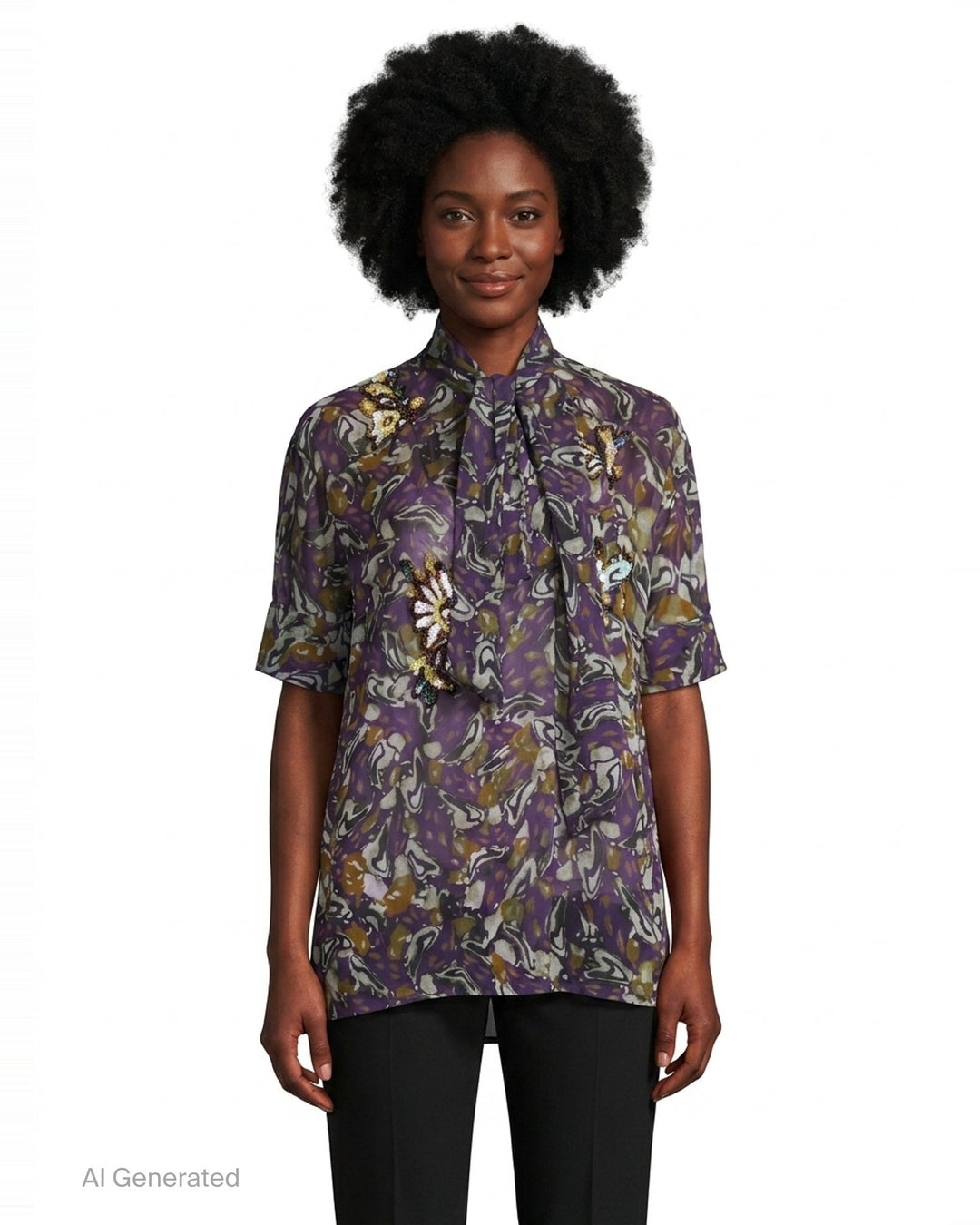 Loose Fit Short Sleeve Blouse | Dries Van Noten | Club21 - front