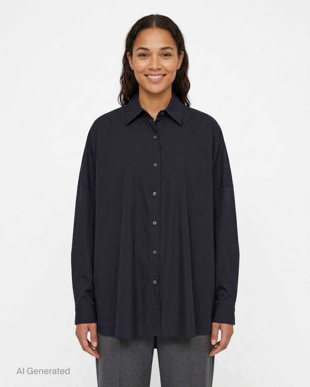 Dries Van Noten oversized cocoon shirt in olive green with pointed collar, dropped shoulders, long voluminous sleeves and button-front closure - front