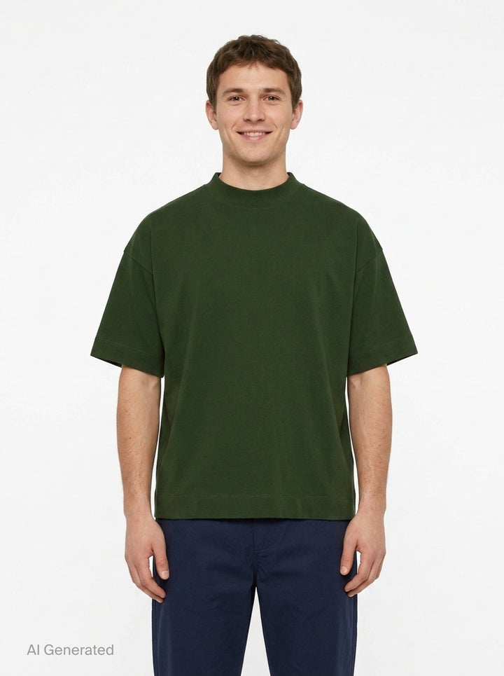 Oversized Mock Neck Tee | Dries Van Noten | Club21 - front