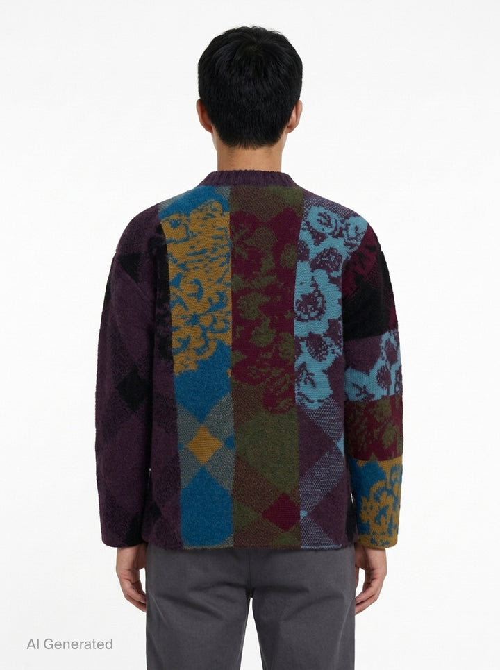 Patchwork Mixed Print Crew Neck Sweater | Dries Van Noten | Club21 - back