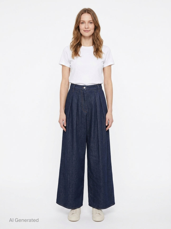 Pleated Wide-Leg Jeans | Dries Van Noten | Club21 - front