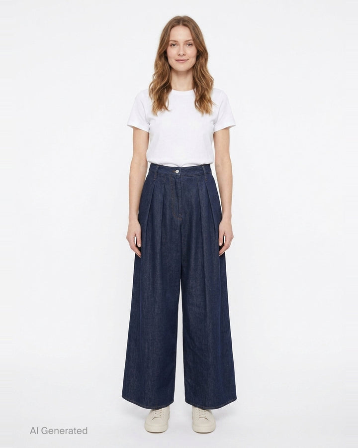 Pleated Wide-Leg Jeans | Dries Van Noten | Club21 - front