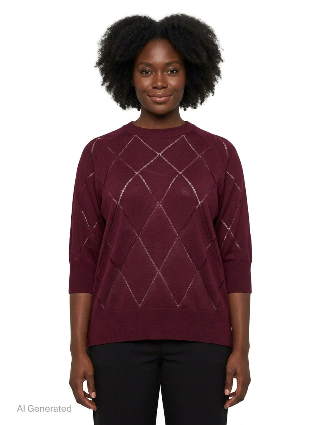 Short Sleeve Argyle Knit Sweater | Dries Van Noten | Club21 - front