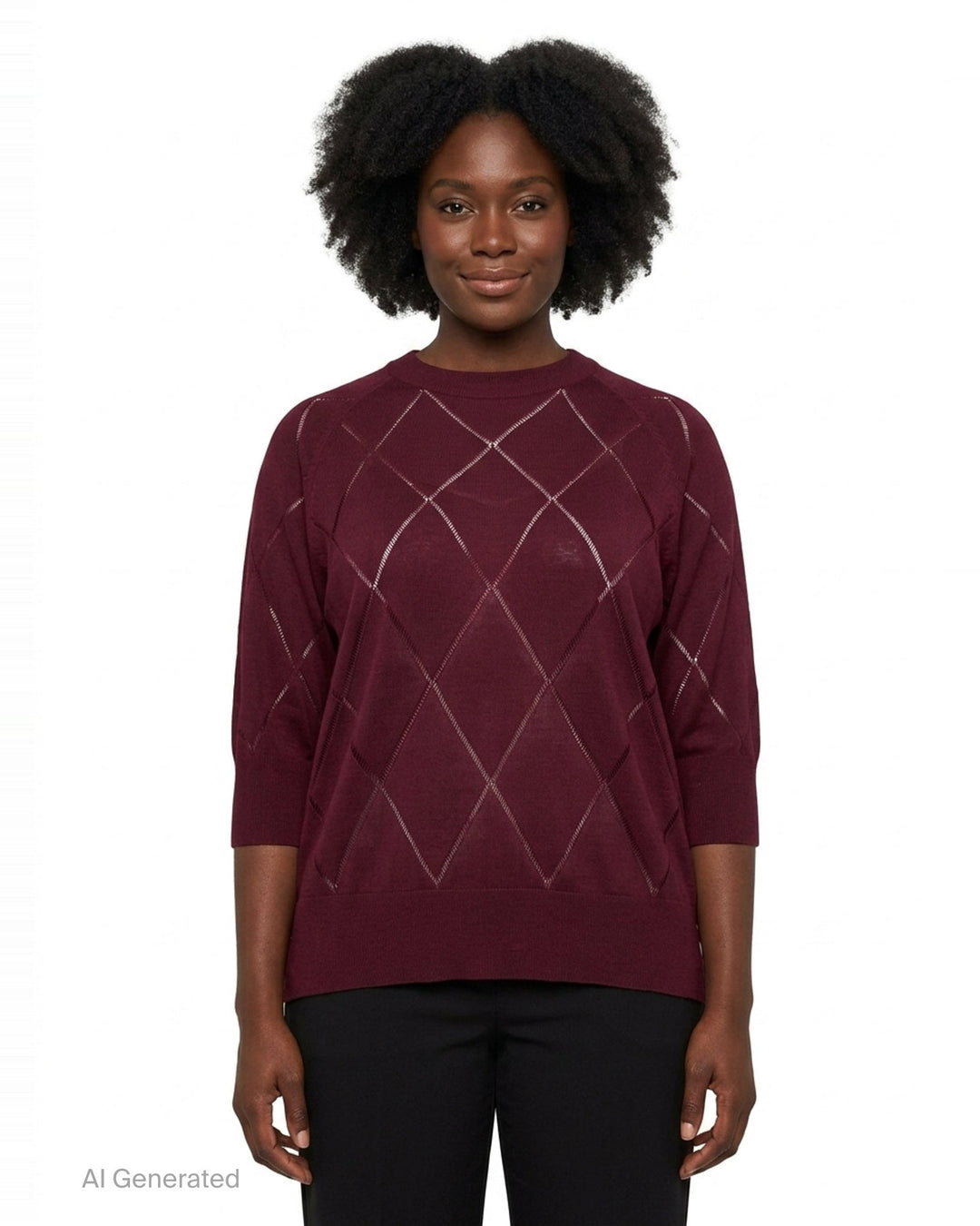 Short Sleeve Argyle Knit Sweater | Dries Van Noten | Club21 - front