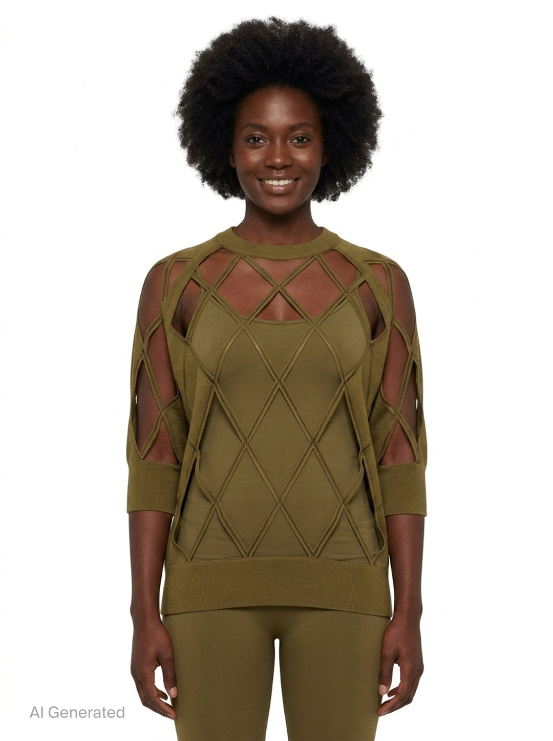 Short Sleeve Argyle Knit Sweater | Dries Van Noten | Club21 - front