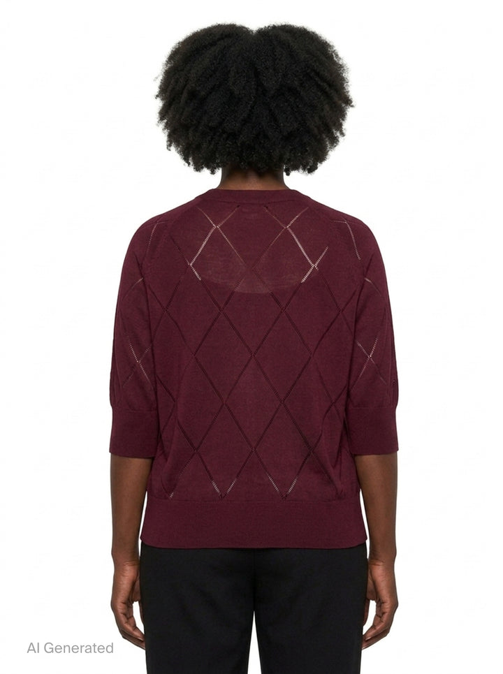 Short Sleeve Argyle Knit Sweater | Dries Van Noten | Club21 - back