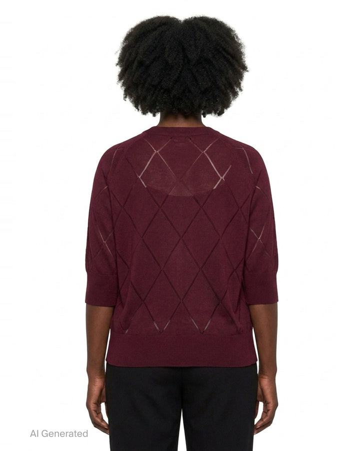 Short Sleeve Argyle Knit Sweater | Dries Van Noten | Club21 - back