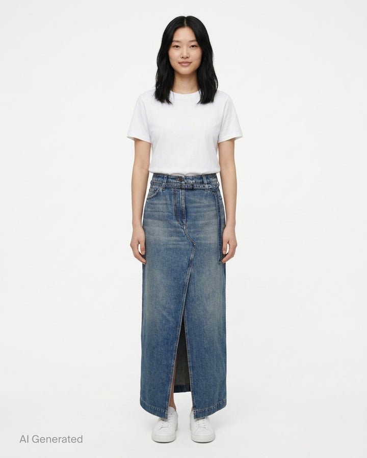 Straight Floor-Length Denim Skirt | Dries Van Noten | Club21 - front