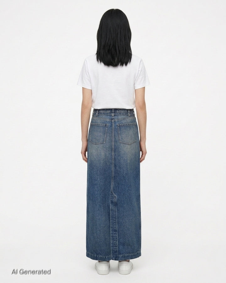 Straight Floor-Length Denim Skirt | Dries Van Noten | Club21 - back