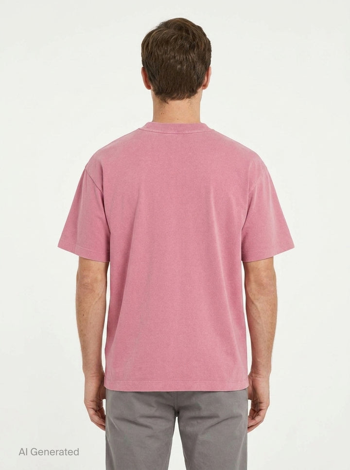 Drôle de Monsieur Classic Slogan Tee in washed pink with 'Not From Paris, Madame' chest print and relaxed oversized fit - back