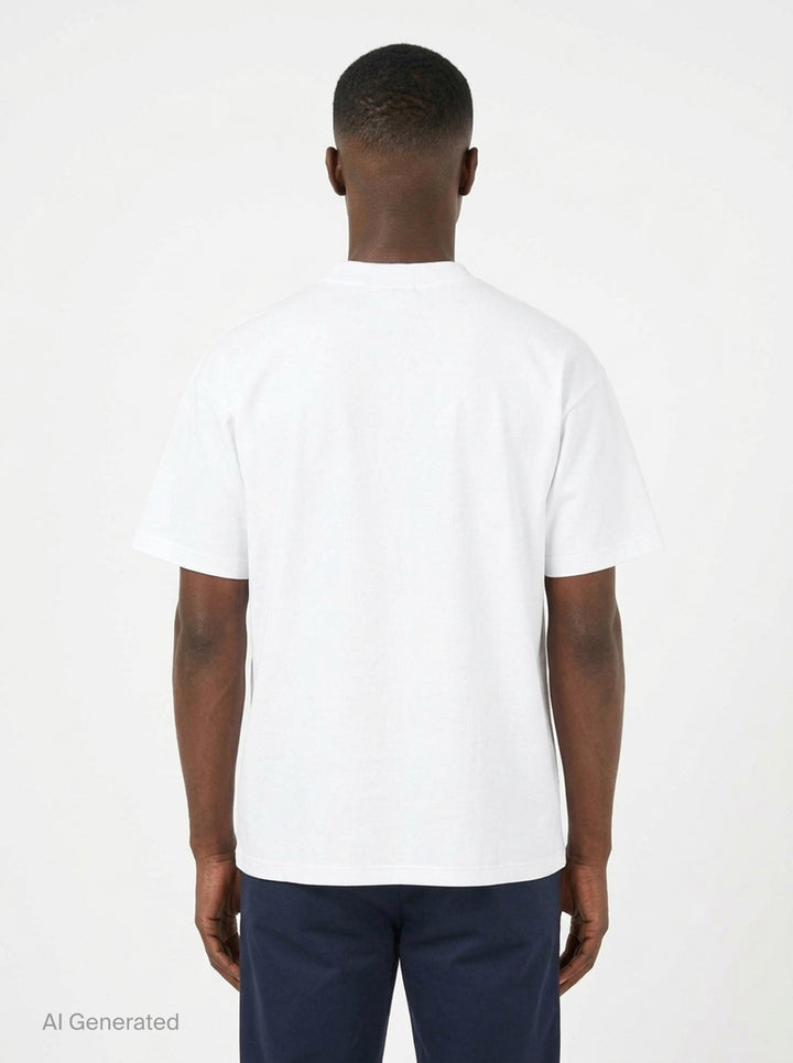 Drôle de Monsieur Classic Slogan Tee in white with 'Not From Paris, Madame' chest print, relaxed oversized fit with crew neck and short sleeves - back