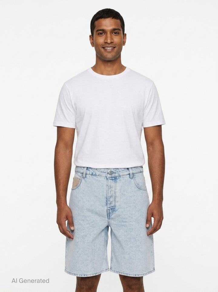 Light Wash Denim Shorts | Drôle de Monsieur | Club21 - front