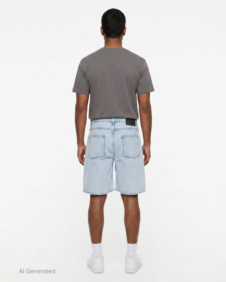 Light Wash Denim Shorts | Drôle de Monsieur | Club21 - back