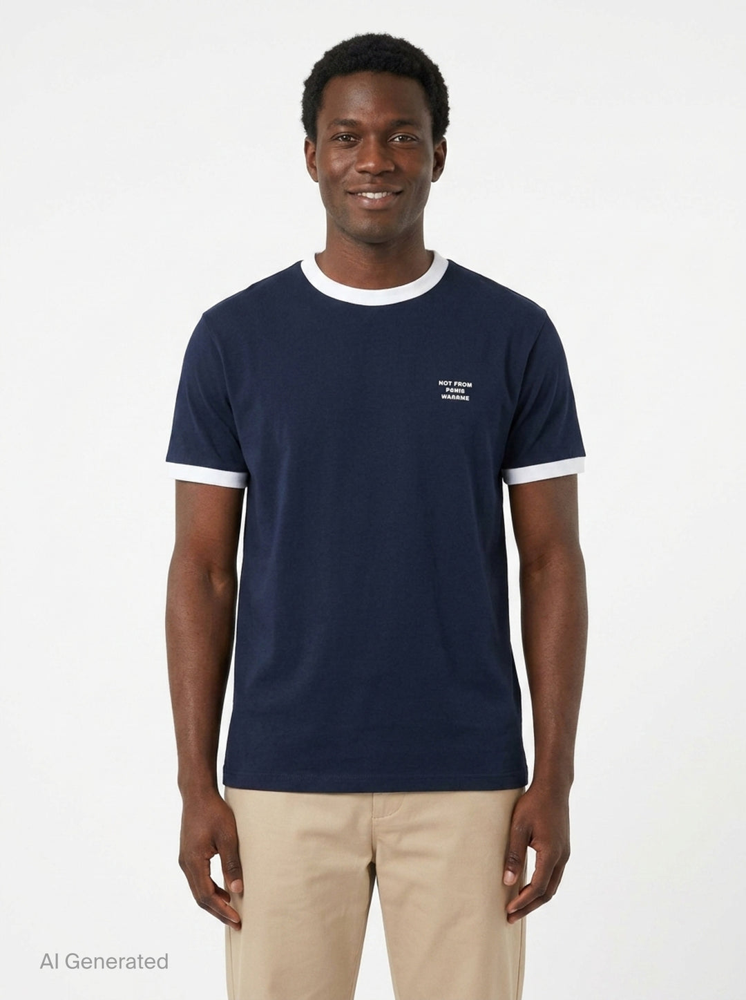 Not From Paris Slogan Ringer Tee | Drôle de Monsieur | Club21 - front