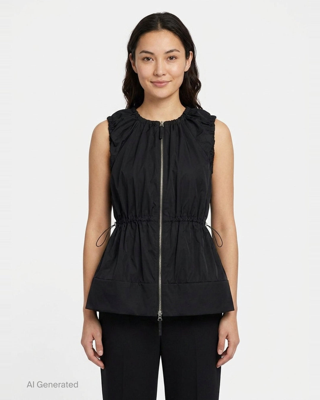 Gathered Zip-Front Vest | Enfold | Club21 - front