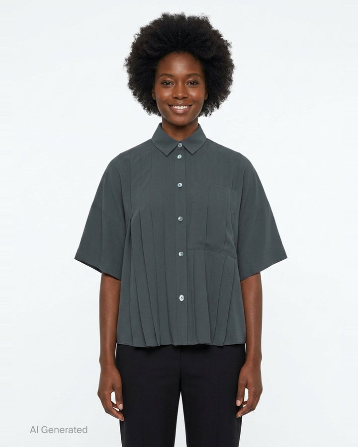 Pleated Wide Box Shirt | Enfold | Club21 - front