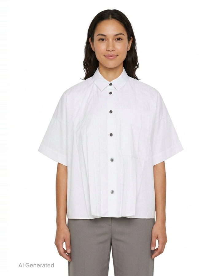 Pleated Wide Box Shirt | Enfold | Club21 - front