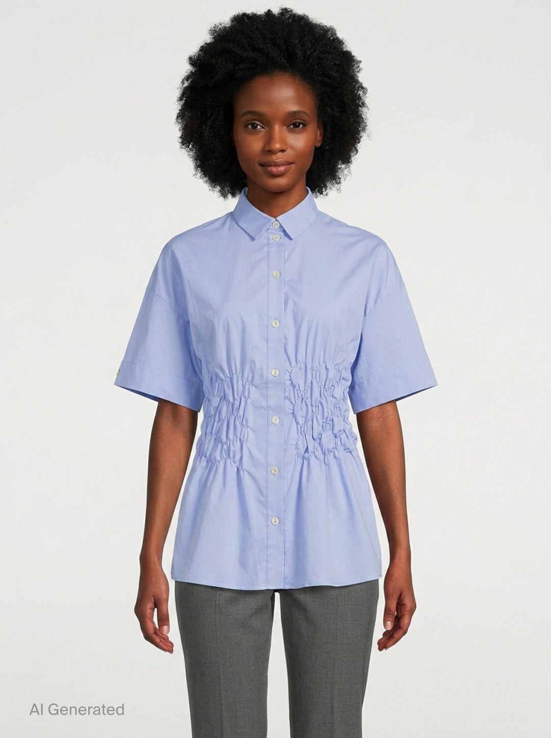 Shirring Detail Short Sleeve Shirt | Enfold | Club21 - front