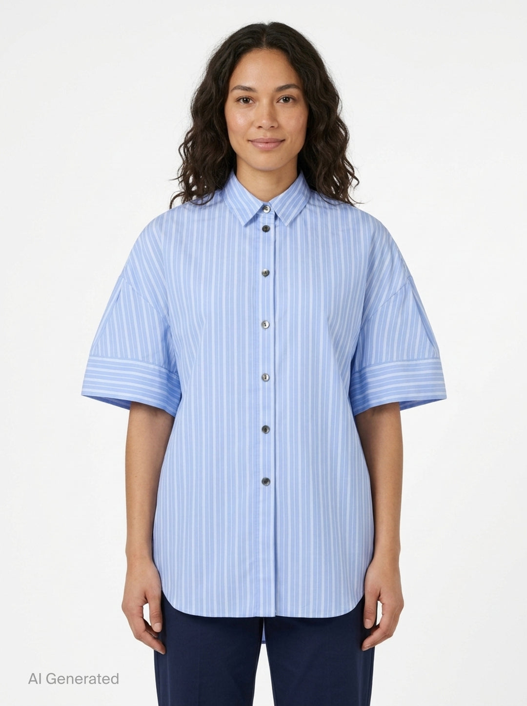 Striped 3D Short Sleeve Shirt | Enfold | Club21 - front