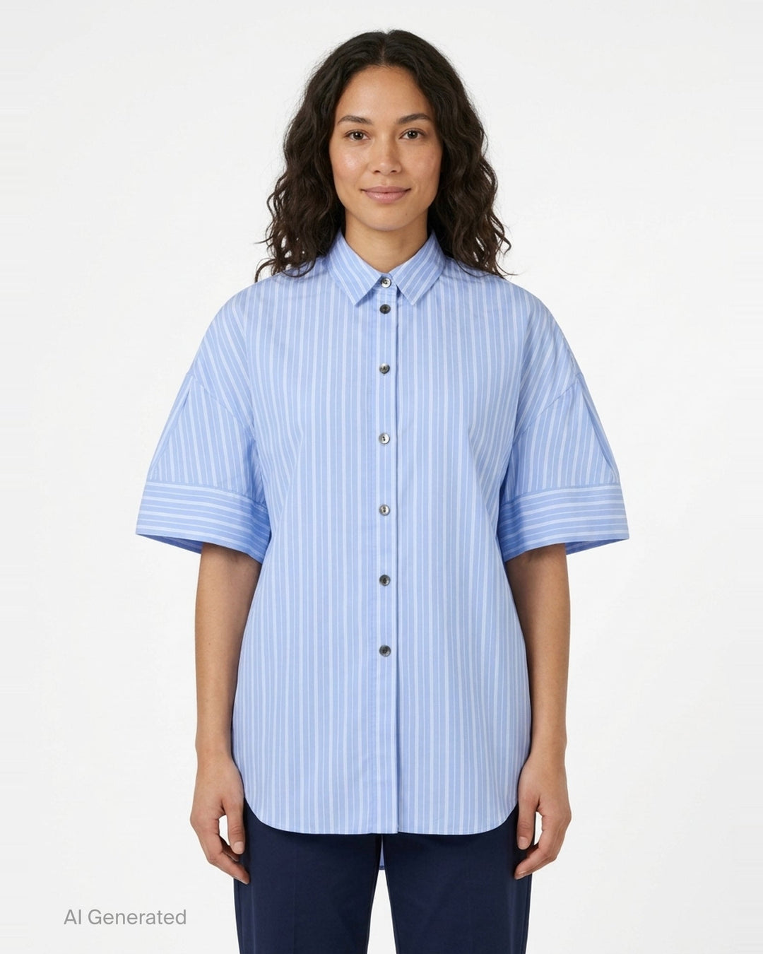 Striped 3D Short Sleeve Shirt | Enfold | Club21 - front