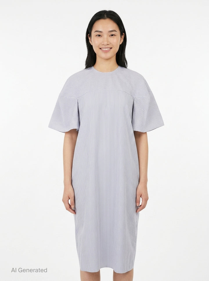 Striped Flutter Sleeve Box Dress | Enfold | Club21 - front