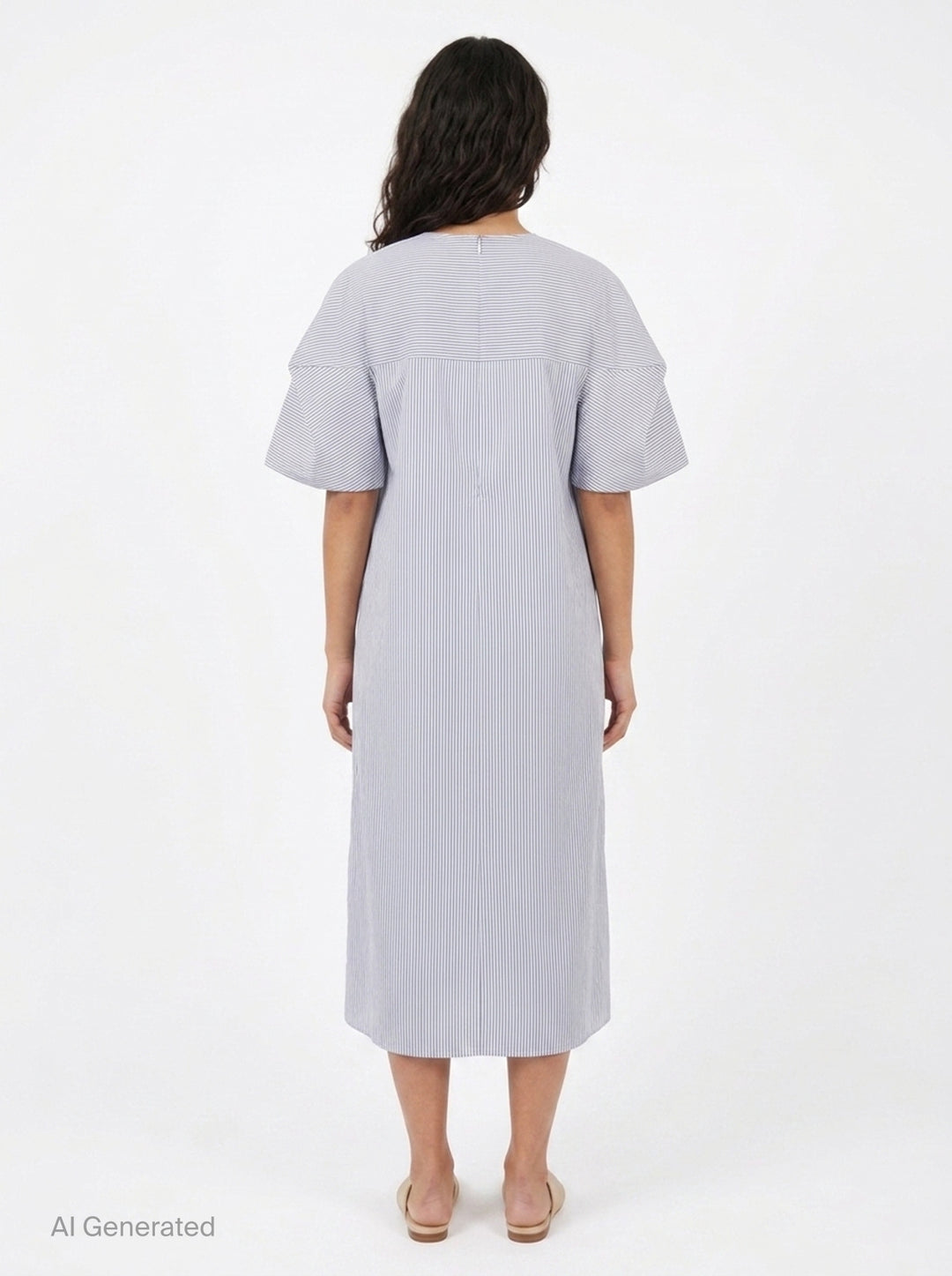 Striped Ruffle Sleeve Box Dress | Enfold | Club21 - back