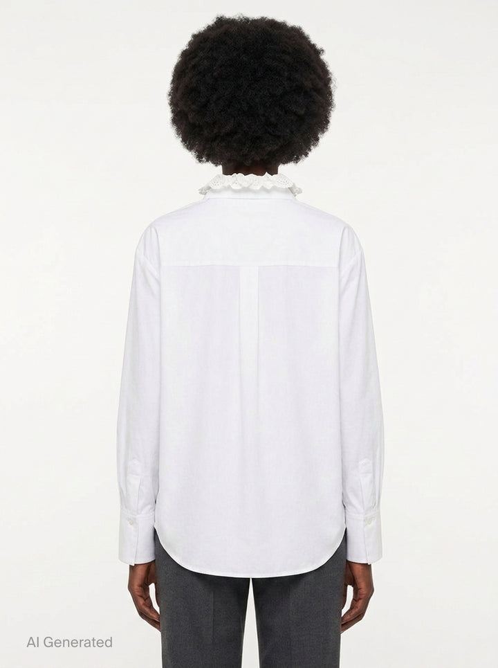 Cotton Poplin Long Sleeve Shirt | Erdem | Club21 - back