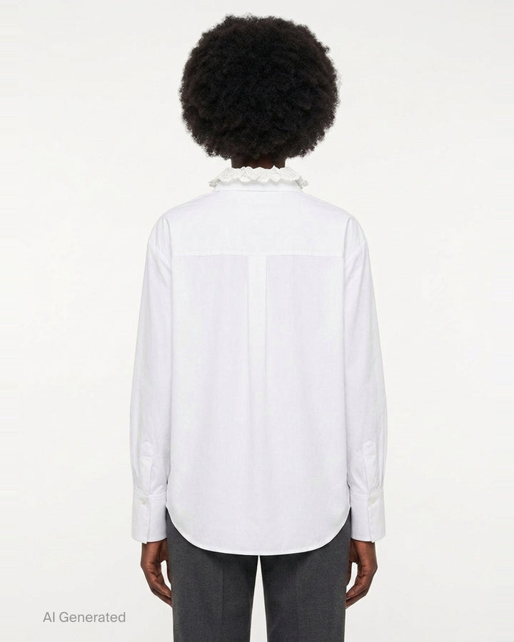 Cotton Poplin Long Sleeve Shirt | Erdem | Club21 - back