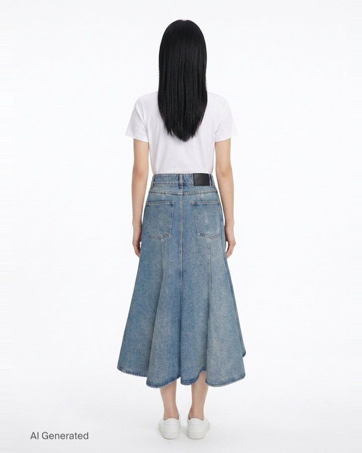 Embroidered Denim Midi Skirt | Erdem | Club21 - back