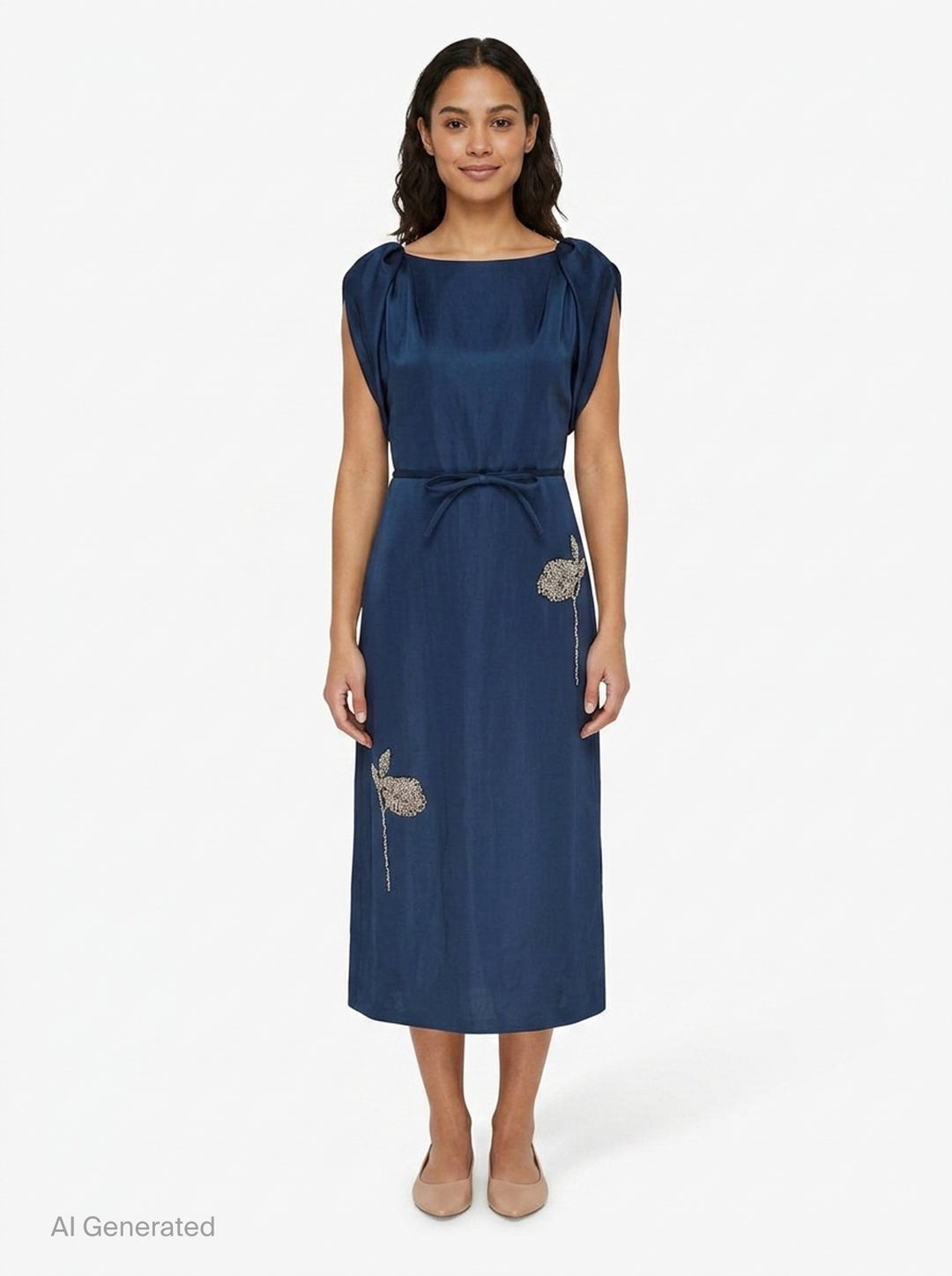 Embroidered Heavy Satin Dress | Erdem | Club21 - front