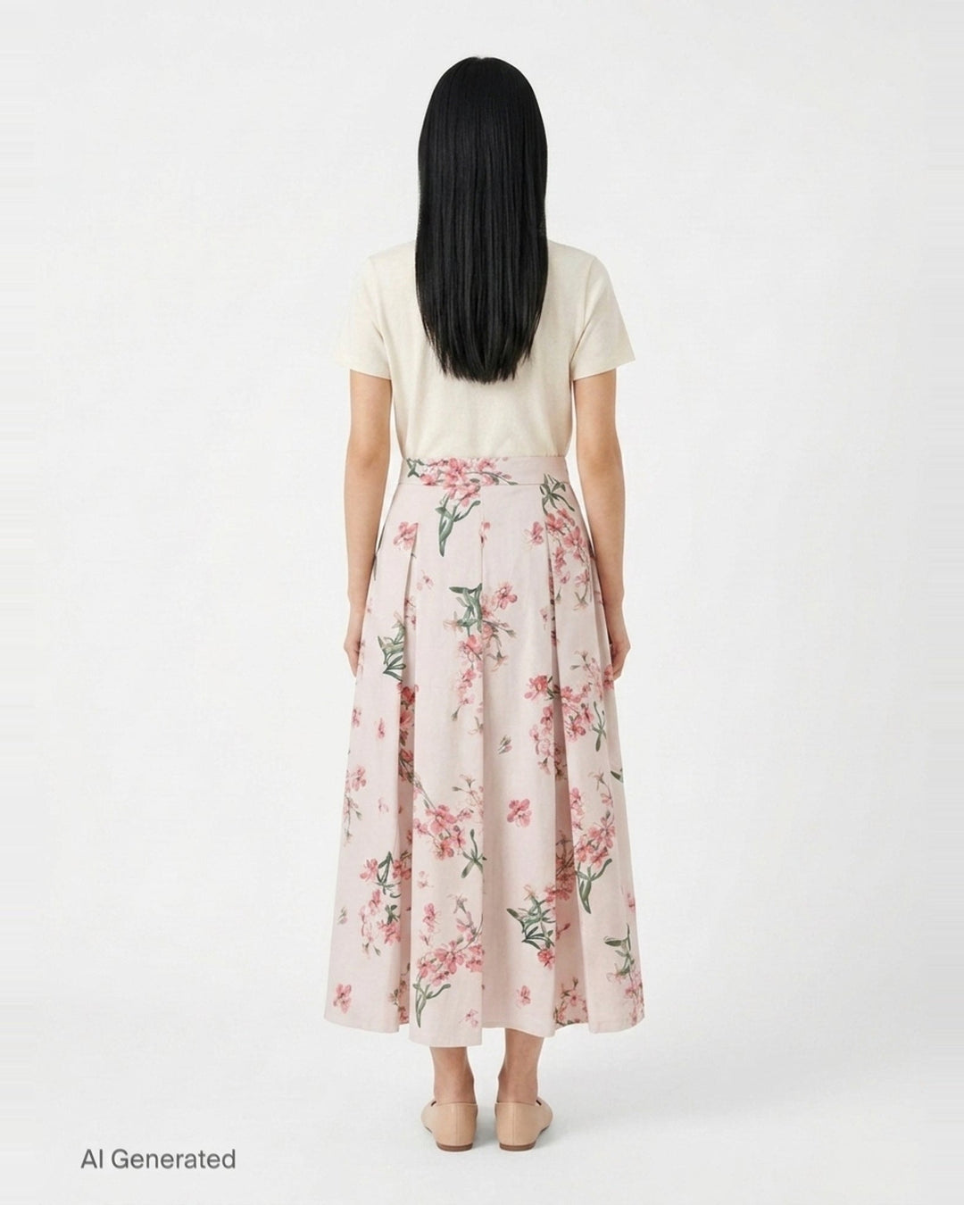 Floral Cotton Midi Pleated Skirt | Erdem | Club21 - back