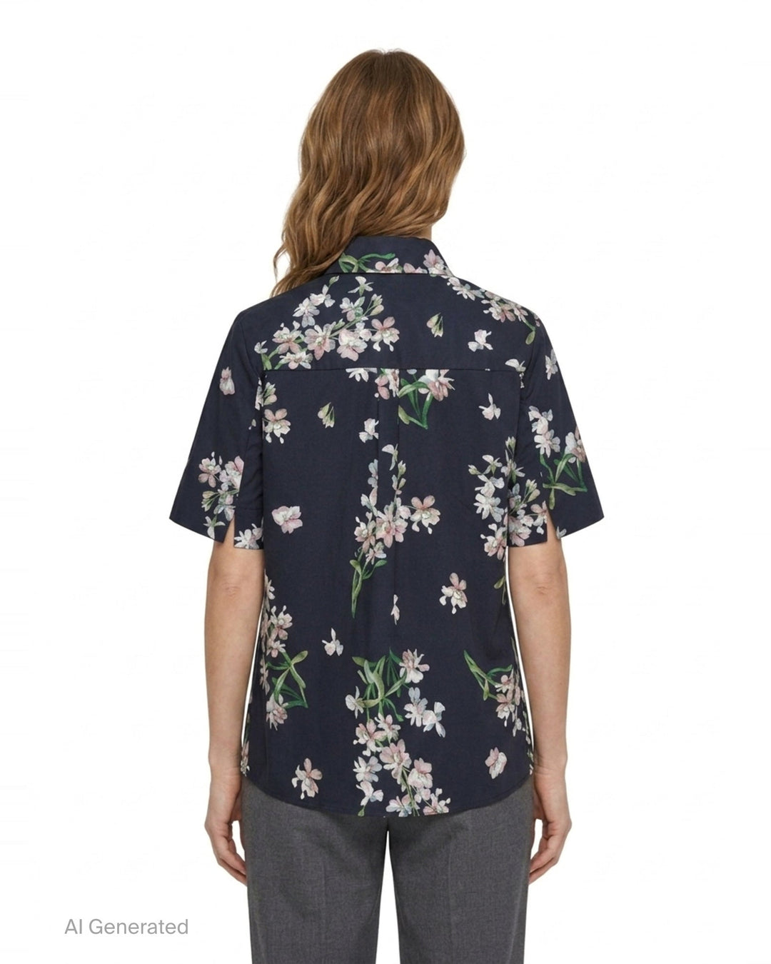 Floral Cotton Short Sleeve Shirt | Erdem | Club21 - back