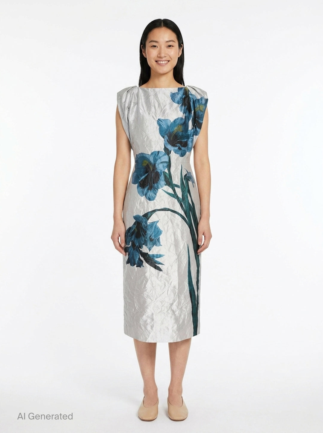 Floral Textured Satin Dress | Erdem | Club21 - front