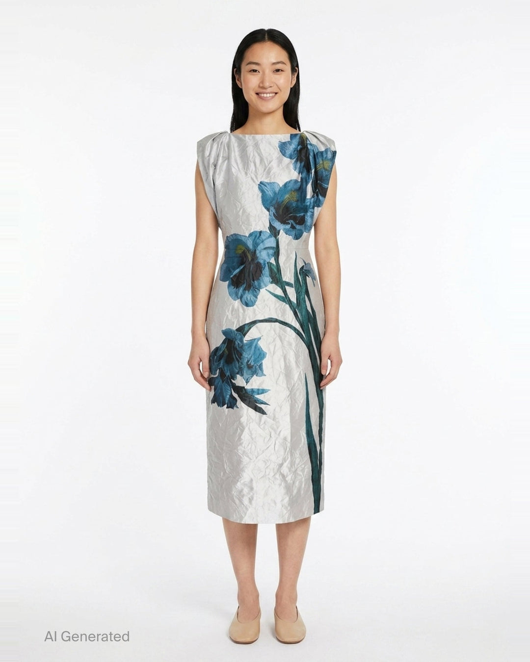 Floral Textured Satin Dress | Erdem | Club21 - front