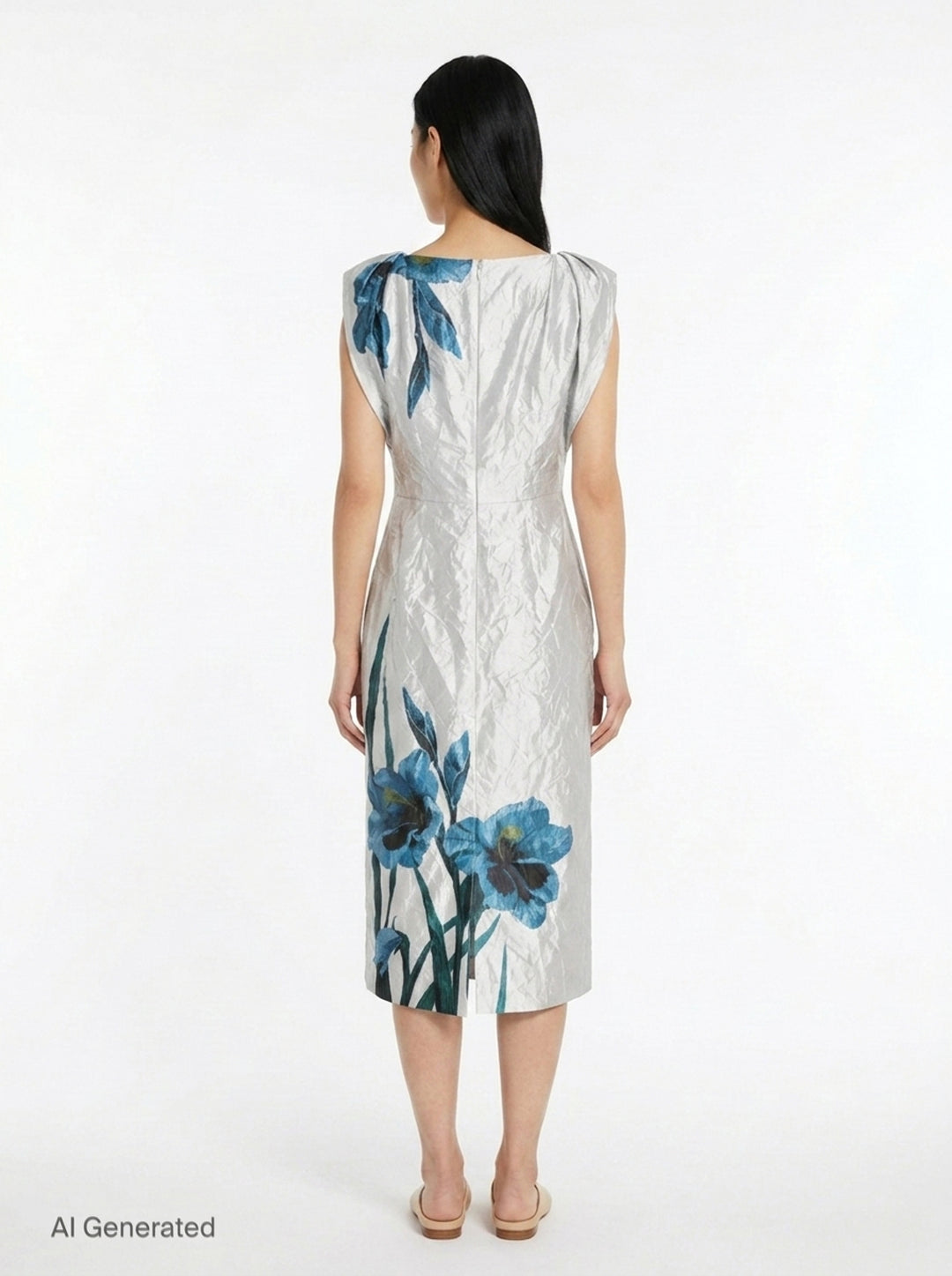 Floral Textured Satin Dress | Erdem | Club21 - back