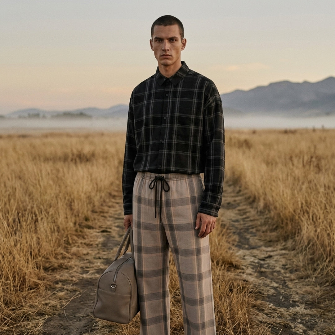 Long Sleeve Plaid Button Up Shirt | Fear of God Essentials | Club21 - lifestyle