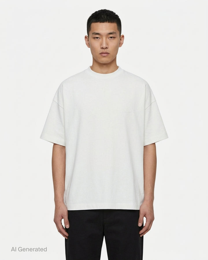 Fear of God Essentials Signature 90's Short Sleeve Tee in washed charcoal with oversized boxy fit and tonal embroidered script logo on the chest - front