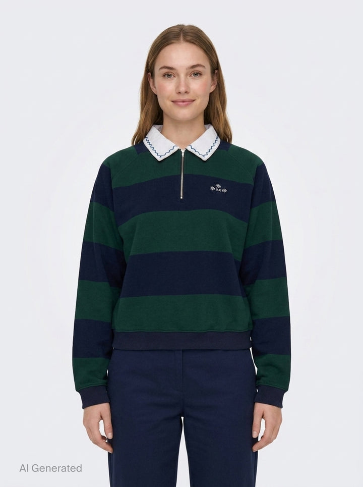 Embroidery Round Collar Sweatshirt | Fritur | Club21 - front
